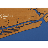 Ocean Isle Beach, North Carolina Stained Wood and Dark Walnut Frame Lake Map Silhouette