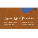 Conneaut Lake, Pennsylvania Stained Wood and Distressed White Frame Lake Map Silhouette
