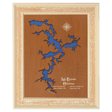 Lake Eufaula, Oklahoma Stained Wood and Distressed White Frame Lake Map Silhouette