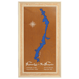 Highland Lake, New Hampshire Stained Wood and Distressed White Frame Lake Map Silhouette