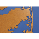 Navesink River, New Jersey Stained Wood and Dark Walnut Frame Lake Map Silhouette