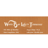 Watts Bar Lake, Tennessee Stained Wood and Dark Walnut Frame Lake Map Silhouette