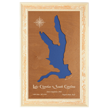 Lake Cherokee, South Carolina Stained Wood and Distressed White Frame Lake Map Silhouette