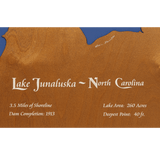 Lake Junaluska, North Carolina Stained Wood and Dark Walnut Frame Lake Map Silhouette