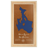 Deering Reservoir, New Hampshire Stained Wood and Distressed White Frame Lake Map Silhouette