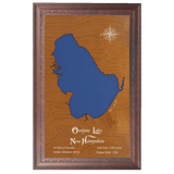 Ossipee Lake, New Hampshire Stained Wood and Dark Walnut Frame Lake Map Silhouette