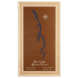 Kentucky Lake, Kentucky and Tennessee Stained Wood and Distressed White Frame Lake Map Silhouette