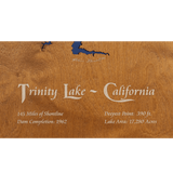 Trinity Lake, California Stained Wood and Dark Walnut Frame Lake Map Silhouette