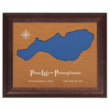 Penn Lake, Pennsylvania Stained Wood and Dark Walnut Frame Lake Map Silhouette