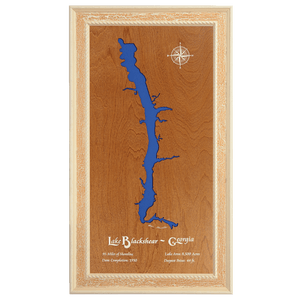 Lake Blackshear, Georgia Stained Wood and Distressed White Frame Lake Map Silhouette