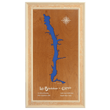 Lake Blackshear, Georgia Stained Wood and Distressed White Frame Lake Map Silhouette