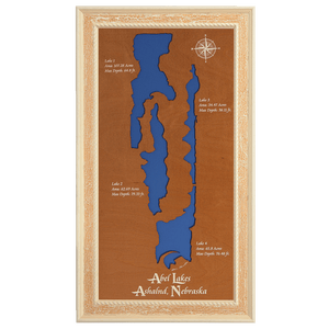 Abel Lakes, Nebraska Stained Wood and Distressed White Frame Lake Map Silhouette