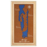 Abel Lakes, Nebraska Stained Wood and Distressed White Frame Lake Map Silhouette