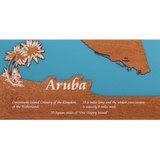 Aruba Island Stained Wood and Distressed White Frame Lake Map Silhouette
