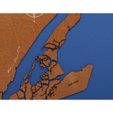 Bulls Bay, South Carolina Stained Wood and Distressed White Frame Lake Map Silhouette