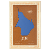 Elk Lake, Pennsylvania Stained Wood and Distressed White Frame Lake Map Silhouette