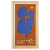 Kingston Lake, New Hampshire Stained Wood and Distressed White Frame Lake Map Silhouette