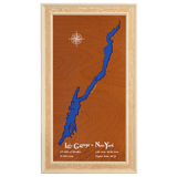 Lake George, New York Stained Wood and Distressed White Frame Lake Map Silhouette