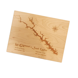 Lake Greenwood, South Carolina Engraved Cherry Cutting Board