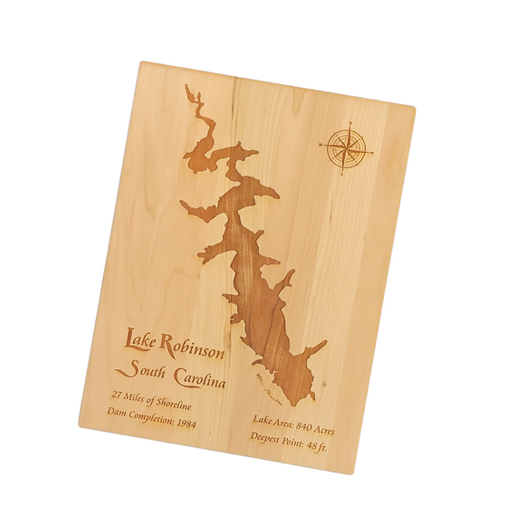 Lake Robinson, Greer, South Carolina Engraved Cherry Cutting Board