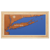 Long Island, New York Stained Wood and Distressed White Frame Lake Map Silhouette