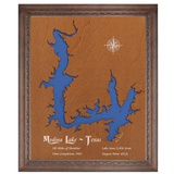 Medina Lake, Texas Stained Wood and Dark Walnut Frame Lake Map Silhouette