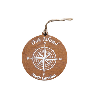 Oak Island, North Carolina Compass Wooden Ornament