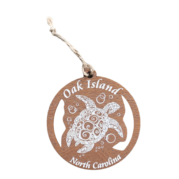 Oak Island, North Carolina Turtle Wooden Ornament
