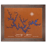 Smith Lake, Alabama Stained Wood and Dark Walnut Frame Lake Map Silhouette