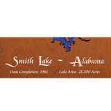 Smith Lake, Alabama Stained Wood and Dark Walnut Frame Lake Map Silhouette
