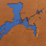Tupper Lake, New York Stained Wood and Dark Walnut Frame Lake Map Silhouette