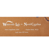 Waterville Lake, North Carolina Stained Wood and Dark Walnut Frame Lake Map Silhouette