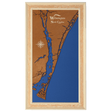 Wilmington, North Carolina Stained Wood and Distressed White Frame Lake Map Silhouette