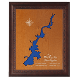 Wolf Creek Lake, North Carolina Stained Wood and Dark Walnut Frame Lake Map Silhouette