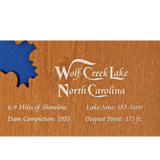 Wolf Creek Lake, North Carolina Stained Wood and Dark Walnut Frame Lake Map Silhouette