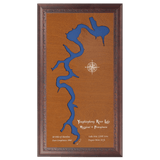 Youghiogheny River Lake, Maryland and Pennsylvania Stained Wood and Dark Walnut Frame Lake Map Silhouette