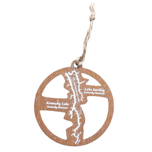 Kentucky Lake and Lake Barkley, Kentucky and Tennessee Wooden Ornament